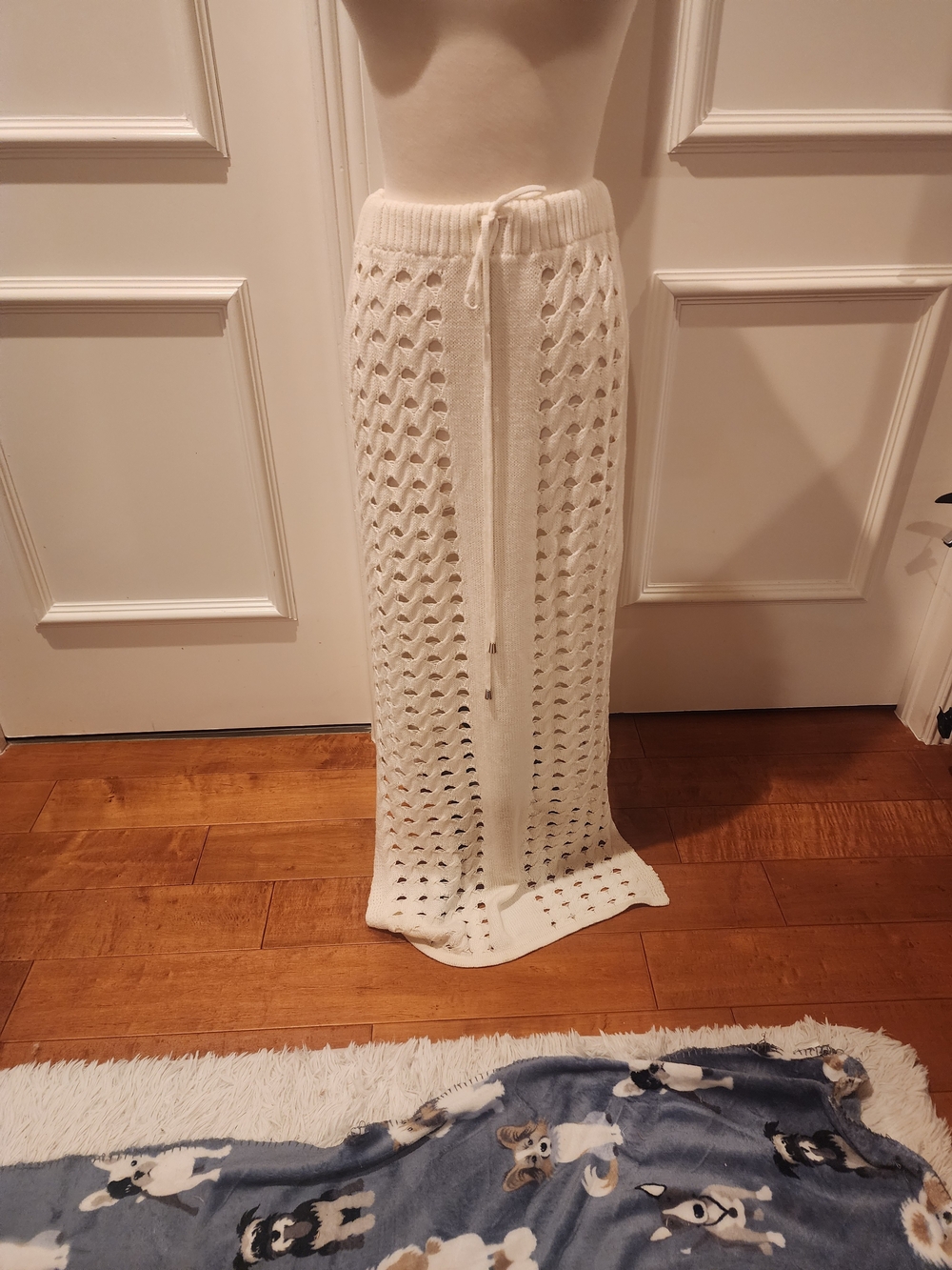 Fashion Nova White Openwork Knit Maxi Skirt